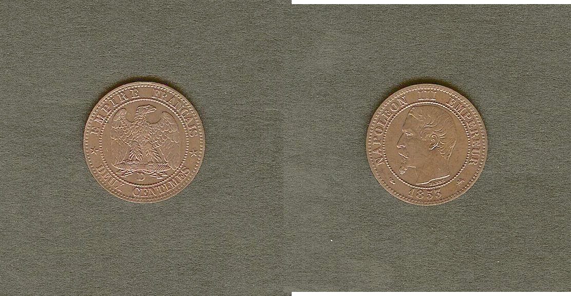 2 centimes Napoleon III 1853D AU